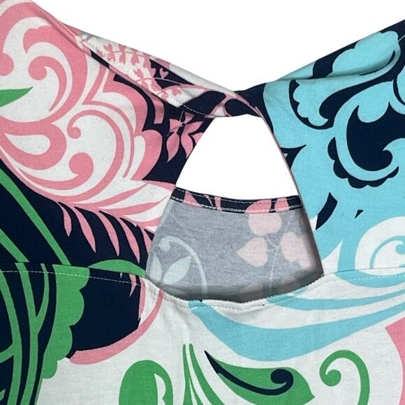 Talbots Maxi Dress L Petite Sleeveless Paisley Print Twist Back Keyhole Stretch - Picture 7 of 9